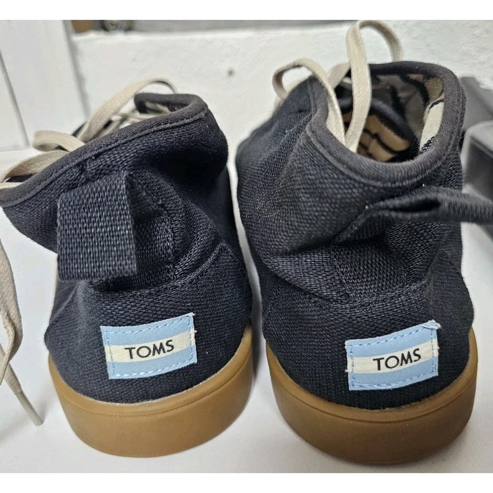 TOMS Heritage High Top Sneaker Shoes Mens 11.5 Black Lace Up‎ Casual Boat